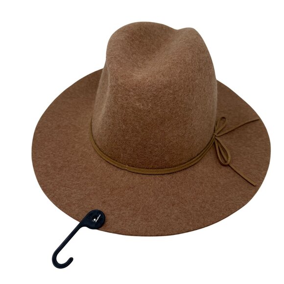 Banana Republic  Factory Wool Felt Fedora Hat M/L Brown Fall Tan Bow Cognac - Picture 4 of 9